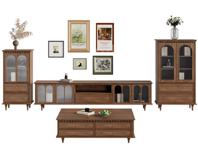 法式中古风电视柜 玄关柜 茶几组合