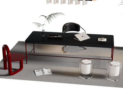 现代老板台 老板桌椅组合3d模型 现代老板台 老板桌椅组合