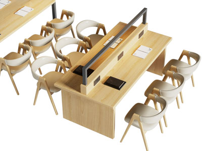 现代阅览桌 自习桌 书桌 图书馆桌椅组合3d模型 现代阅览桌 自习桌 书桌 图书馆桌椅组合