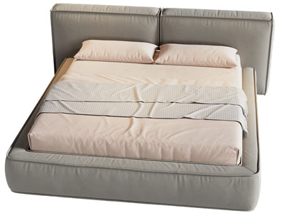 现代布艺双人床