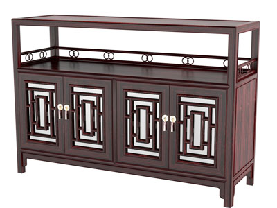 新中式中古风玄关柜 边柜3d模型 新中式中古风玄关柜 边柜