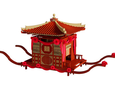 新中式国风婚礼舞台 接亲花轿 美陈