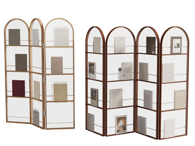 侘寂风中古折叠屏风 装饰架