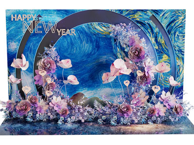 现代新年花海主题美陈 摆件组合3d模型 现代新年花海主题美陈 摆件组合