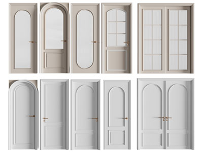 法式奶油风房门 平开门 玻璃门 木门 推拉门