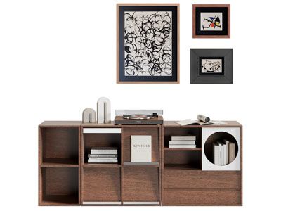 现代中古风玄关柜 边柜 挂画3d模型 现代中古风玄关柜 边柜 挂画