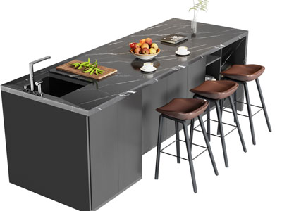 现代大理石吧台吧椅3d模型 现代大理石吧台吧椅