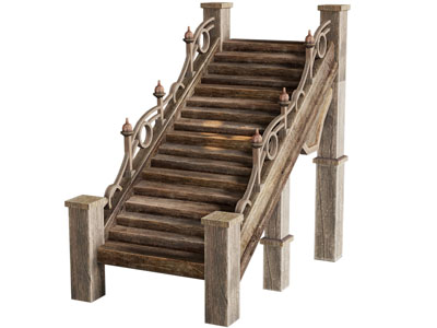 欧式复古木制楼梯3d模型 欧式复古木制楼梯