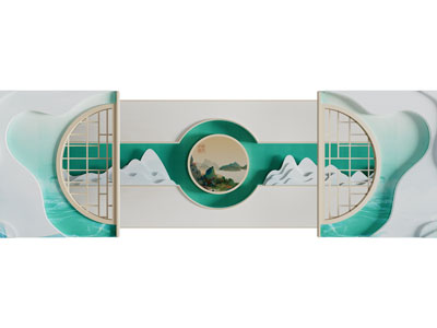 新中式美陈 景观墙3d模型 新中式美陈 景观墙