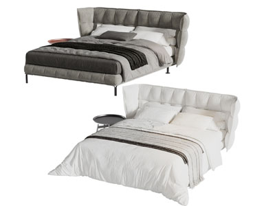 现代布艺双人床