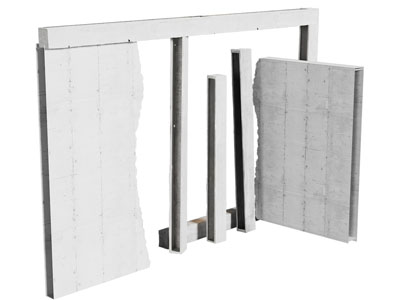 现代水泥柱子 混凝土残破的墙垣 建筑垃圾