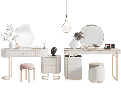 现代轻奢化妆 梳妆台3d模型 现代轻奢化妆 梳妆台