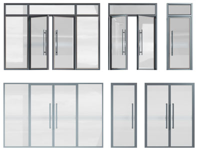 现代办公玻璃大门 平开门