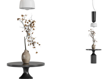 法式边几 陶艺花瓶花卉3d模型 法式边几 陶艺花瓶花卉