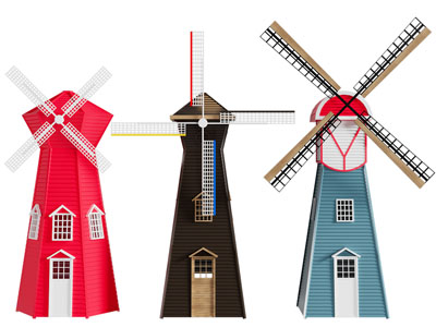 现代风车摆件组合3d模型 现代风车摆件组合