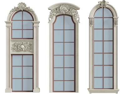 欧式拱形玻璃平开窗户