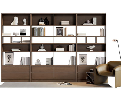 现代中古风书柜 单人沙发