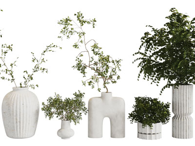 现代陶艺花瓶花卉3d模型 现代陶艺花瓶花卉