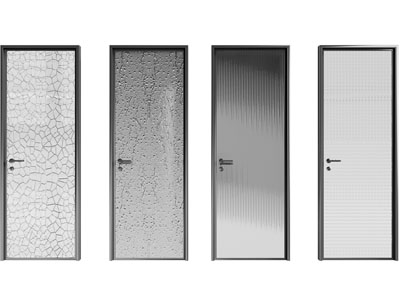 现代花纹玻璃门 平开门 房门