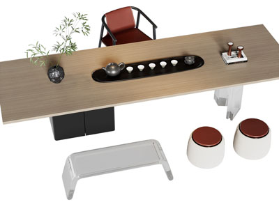 现代茶桌椅组合3d模型 现代茶桌椅组合