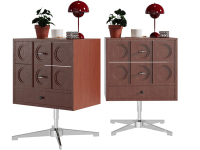 现代中古风床头柜