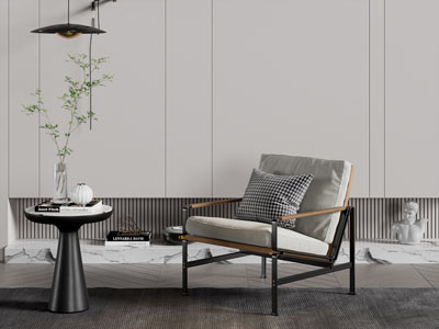 现代休闲椅子 边几