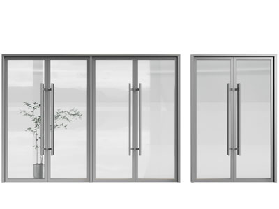 现代办公玻璃双开门 平开门大门
