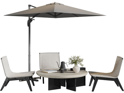 现代遮阳伞 休闲椅子和茶几组合