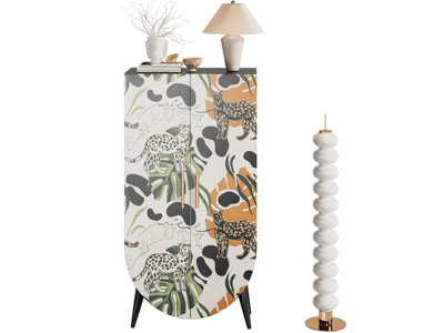 法式玄关柜 边柜 落地灯3d模型 法式玄关柜 边柜 落地灯