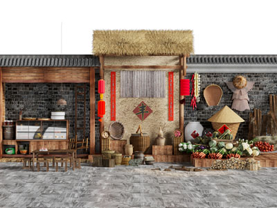 中式农家农具用品 民俗农耕 玉米 辣椒3d模型 中式农家农具用品 民俗农耕 玉米 辣椒