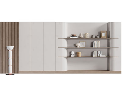 侘寂风嵌入墙体的装饰收纳柜