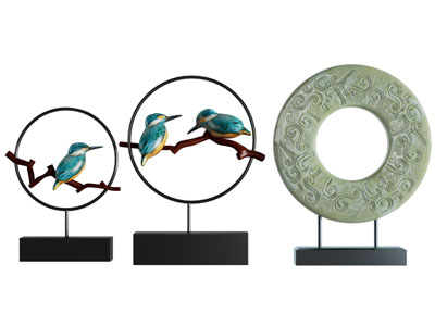 新中式雕塑雕刻 摆件组合3d模型 新中式雕塑雕刻 摆件组合