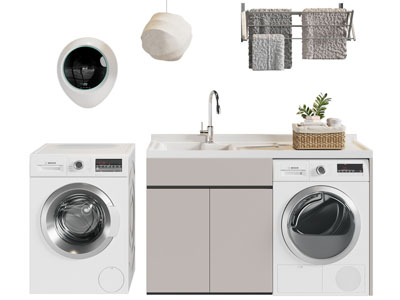 现代阳台洗衣机收纳柜