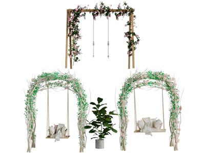 现代花艺花架 门拱 秋千吊椅