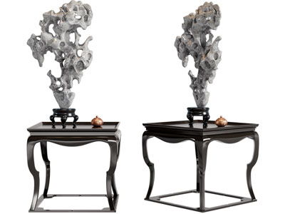 法式方形边几 假山雕塑雕刻 摆件组合3d模型 法式方形边几 假山雕塑雕刻 摆件组合