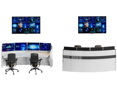 现代监控办公桌椅组合3d模型 现代监控办公桌椅组合