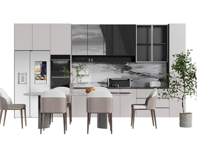 现代椭圆形餐桌椅组合3d模型 现代椭圆形餐桌椅组合