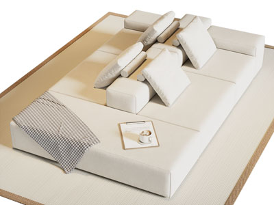 现代双向多人沙发3d模型 现代双向多人沙发