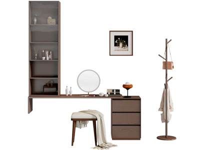 现代中古风化妆 梳妆台3d模型 现代中古风化妆 梳妆台