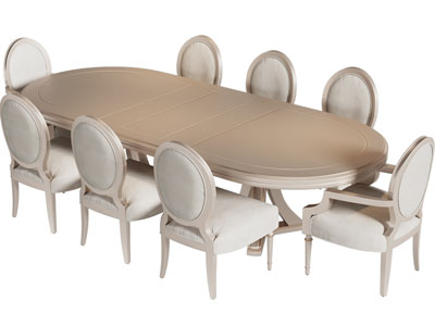 美式椭圆形餐桌椅组合3d模型 美式椭圆形餐桌椅组合