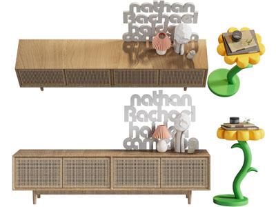 侘寂风电视柜 摆件组合