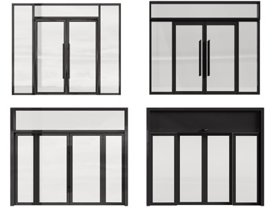 现代办公玻璃大门 双开门 感应门