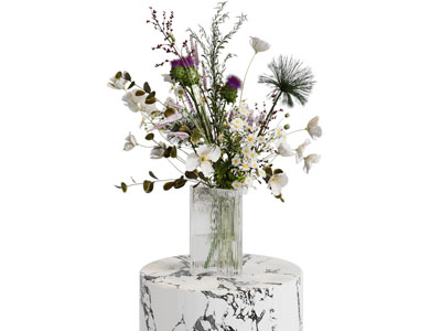 现代条纹玻璃花瓶花卉3d模型 现代条纹玻璃花瓶花卉