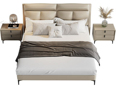 现代双人床 床头柜