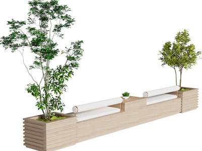 现代景观花池树木 公共椅子