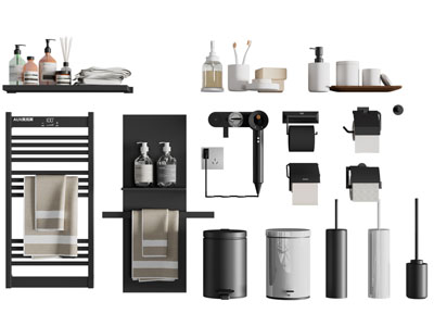 现代毛巾架 吹风机 马桶刷 厕纸 卫浴小件3d模型 现代毛巾架 吹风机 马桶刷 厕纸 卫浴小件