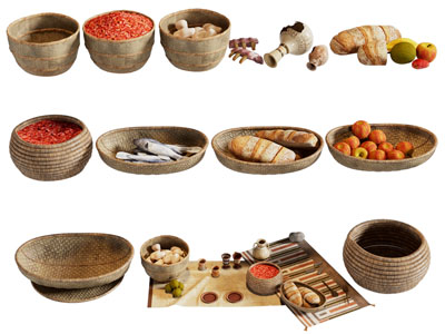 中式竹编箩筐 食物篮子