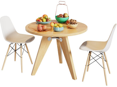 北欧圆形休闲桌椅组合3d模型 北欧圆形休闲桌椅组合