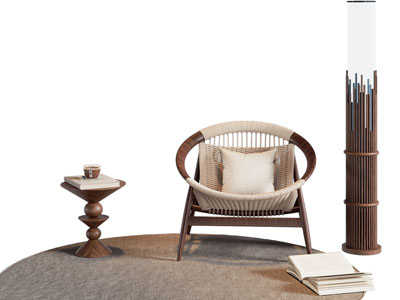 侘寂风休闲椅子 边几