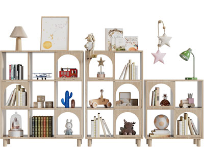 现代儿童开放式实木装饰柜